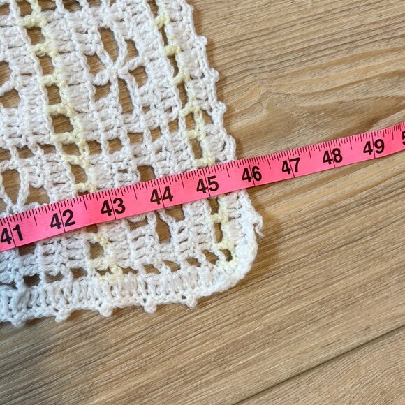 Soft White & Yellow Crocheted Afghan - Perfect for Lap, Crib, or Decor! 46"x49" - Picture 5 of 6